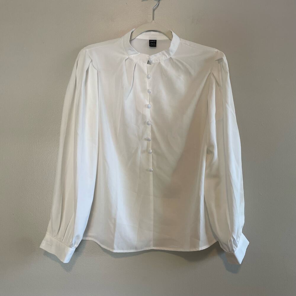 Shein Size S White Button Up Blouse Long Sleeves